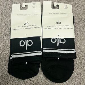ALO Yoga Black Unisex Half-Crew Socks Med